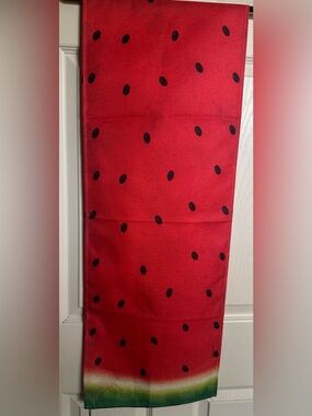 NWOT Red and Black Watermelon Table Runner, 13x72